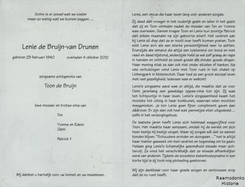 drunen.van.l 1940-2012 bruijn.de.t b
