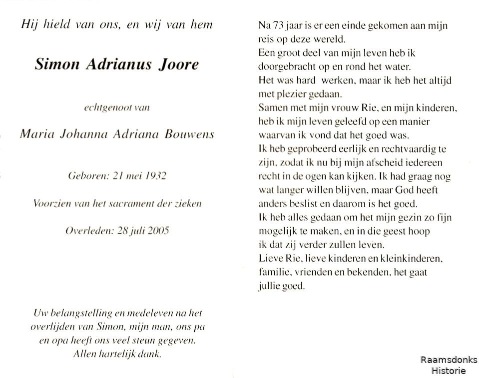 joore.s.a 1932-2005 bouwens.m.j.a b