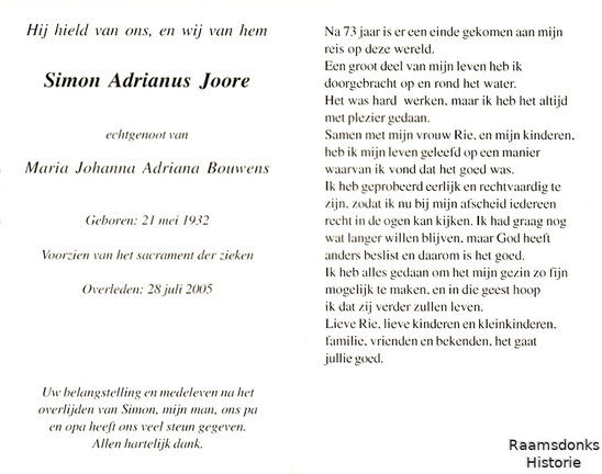 joore.s.a 1932-2005 bouwens.m.j.a b