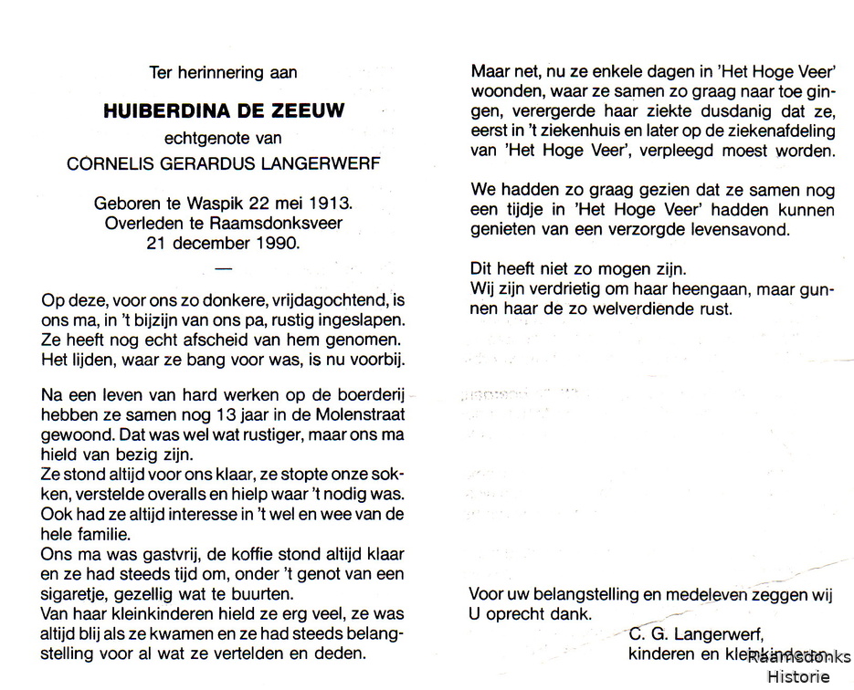 zeeuw.de.h 1913-1990 langerwerf.c.g 1905-1993