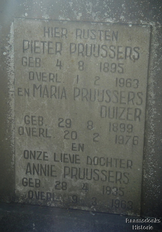 pruijssers.p 1895-1963 duizer.m. 1899-1976 pruijssers.a. 195-1963 grafsteen