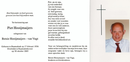hooijmaijers.p. 1936-2005 vugt.van.b. a.b.