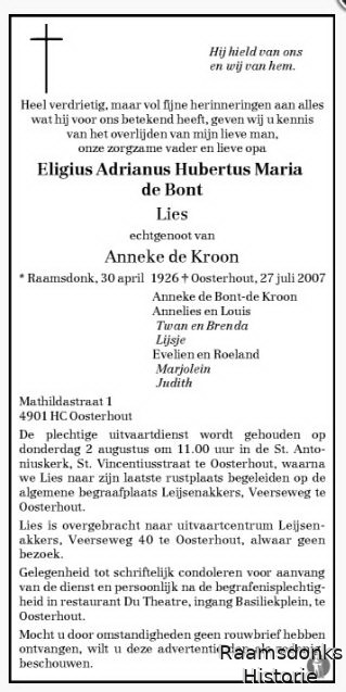 bont.de.lies 1926-2007 kroon.de.a. kr.