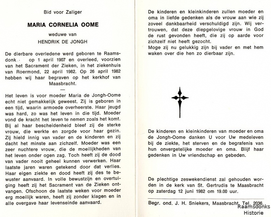 oome.m.c. 1907-1982 jongh.de.h. b.