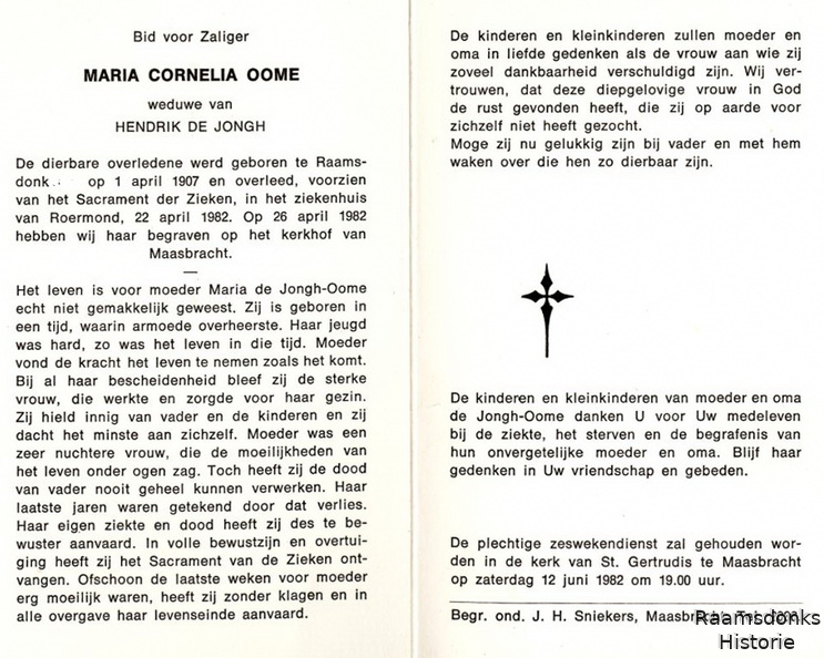 oome.m.c. 1907-1982 jongh.de.h. b.