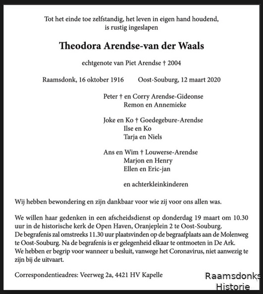 waals.van.der.t. 1916-2020 arendse.p. k.