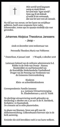 janssens.joop. 1938-2018 velthoven.van.nel. k.