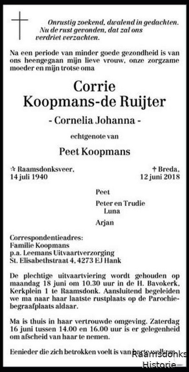 ruijter.de.corrie 1940-2018 koopmans.peet. k.