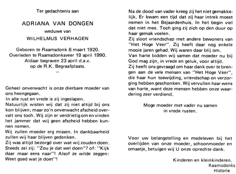 dongen.van.a. 1920-1990 verhagen.w. b.