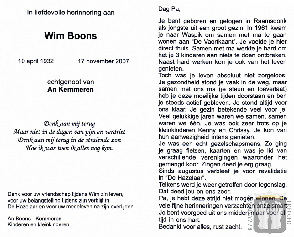 boons.wim. 1932-2007 kemmeren.an. b.
