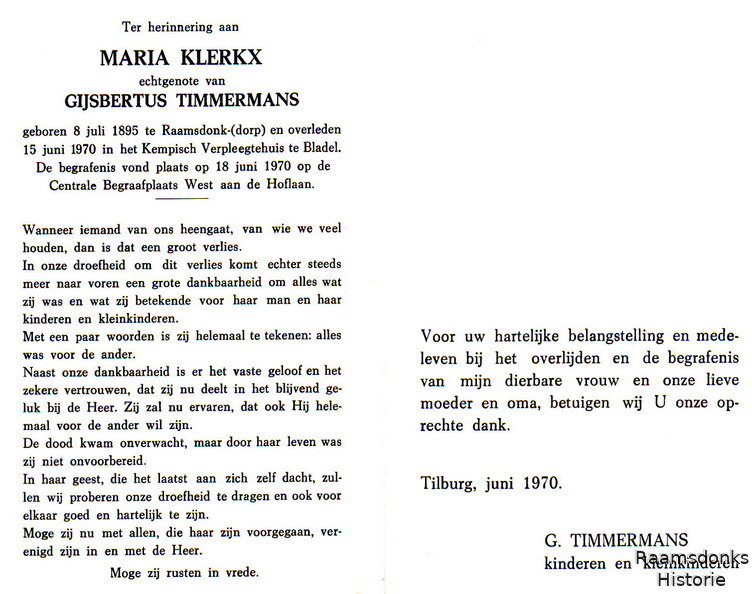 klerkx.maria. 1895-1970 timmermans.g. b. 