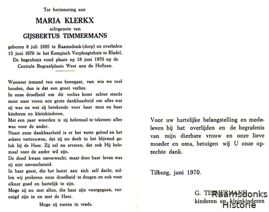 klerkx.maria. 1895-1970 timmermans.g. b. 