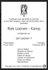 kamp.riek. 1933-2019 loonen. k.