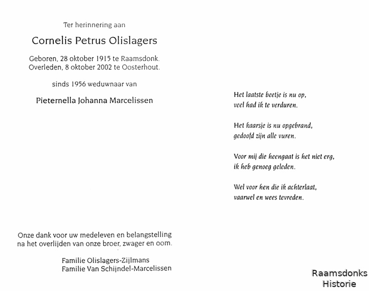 olislagers.c.p. 1915-2002 marcelissen.p.j. b.
