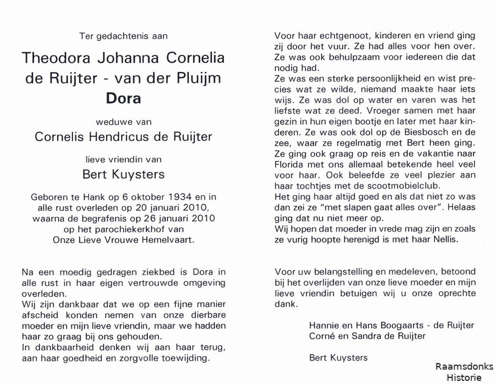 pluijm.van.der.dora. 1934-2010 ruijter.de.c.h. kuysters.bert. b