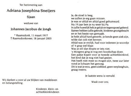 sneijers.sjaan. 1917-2003 jongh.de.j.j. b