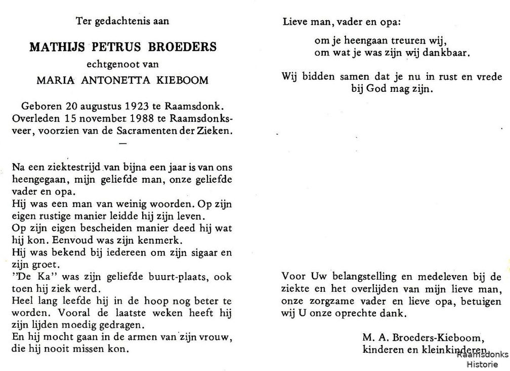 broeders.mathijs.p. 1923-1988 kieboom.m.a. b