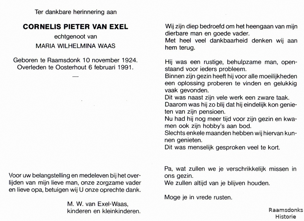 exel.van.c.p. 1924-1991 waas.m.w. b