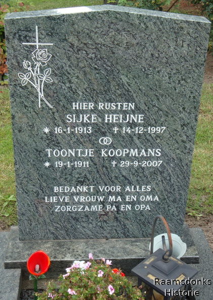 koopmans.toontje. 1911-2007 heijne.seike. 1913-1997. g