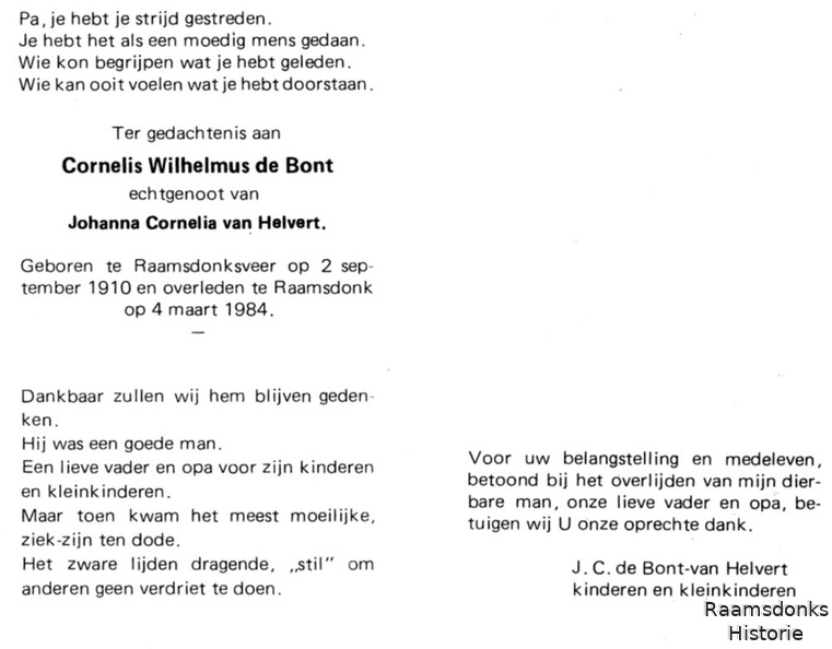 bont.de.c.w. 1910-1984 helvert.van.j.c. b