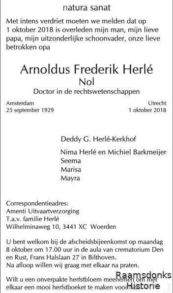 Herlé.A.F 1929-2018 Kerkhof.D.G k
