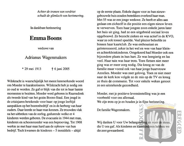 boons.e 1913-2005 wagenmakers.a b
