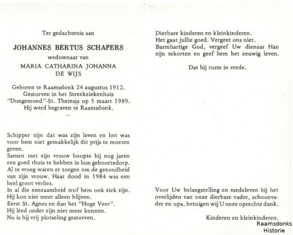 schapers.j.b. 1912-1989 wijs.de.m.c.j. b.