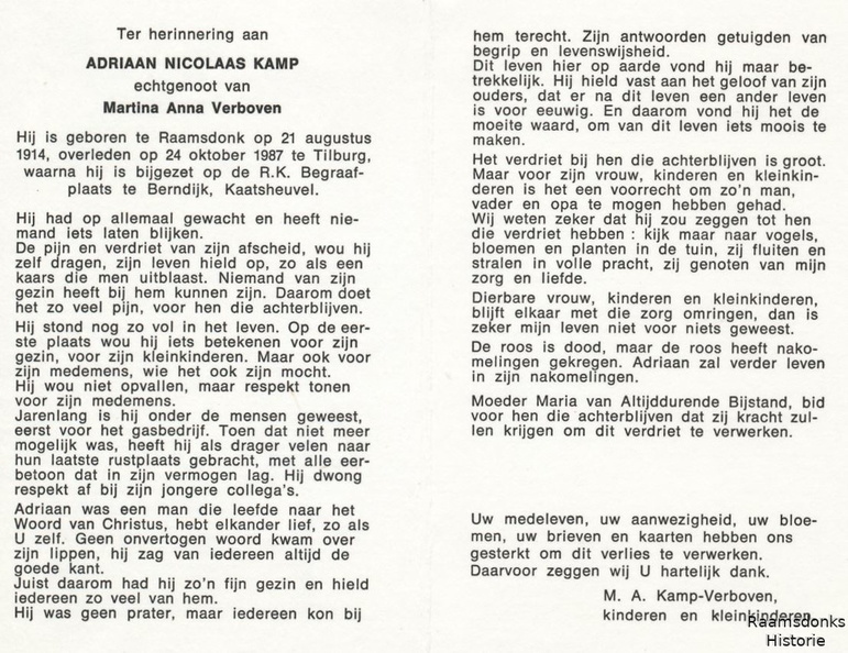 kamp.a.n. 1914-1987 verboven.m.a. b.