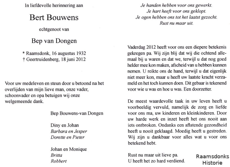 bouwens.b. 1932-2012 dongen.van.b. b.