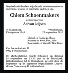 schoenmakers.chiem. 1941-2010 leijsen.van.ad. k.