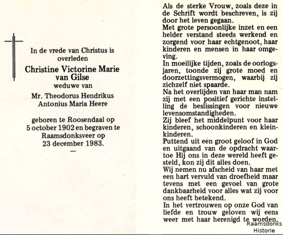 gilse.van.c.v.m. 1902-1983 heere.t.h.a.m. b.