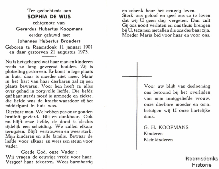 wijs.de.sophia. 1901-1973 koopmans.g.h. broeders.j.h. b.