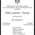 kamp.riek. 1933-2019 loonen. k.