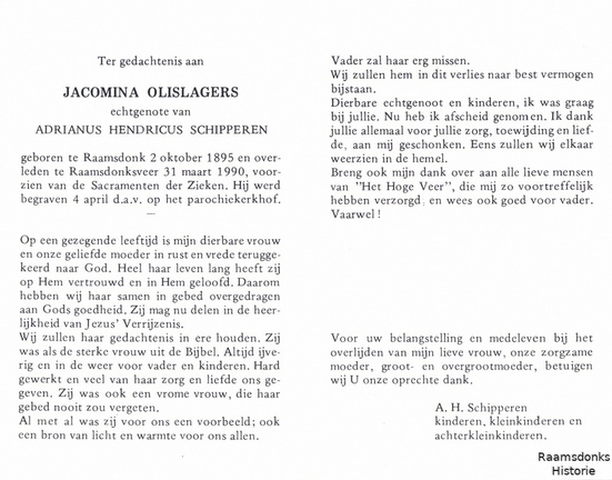 olislagers.jacomina. 1895-1990 schipperen.a.h. b