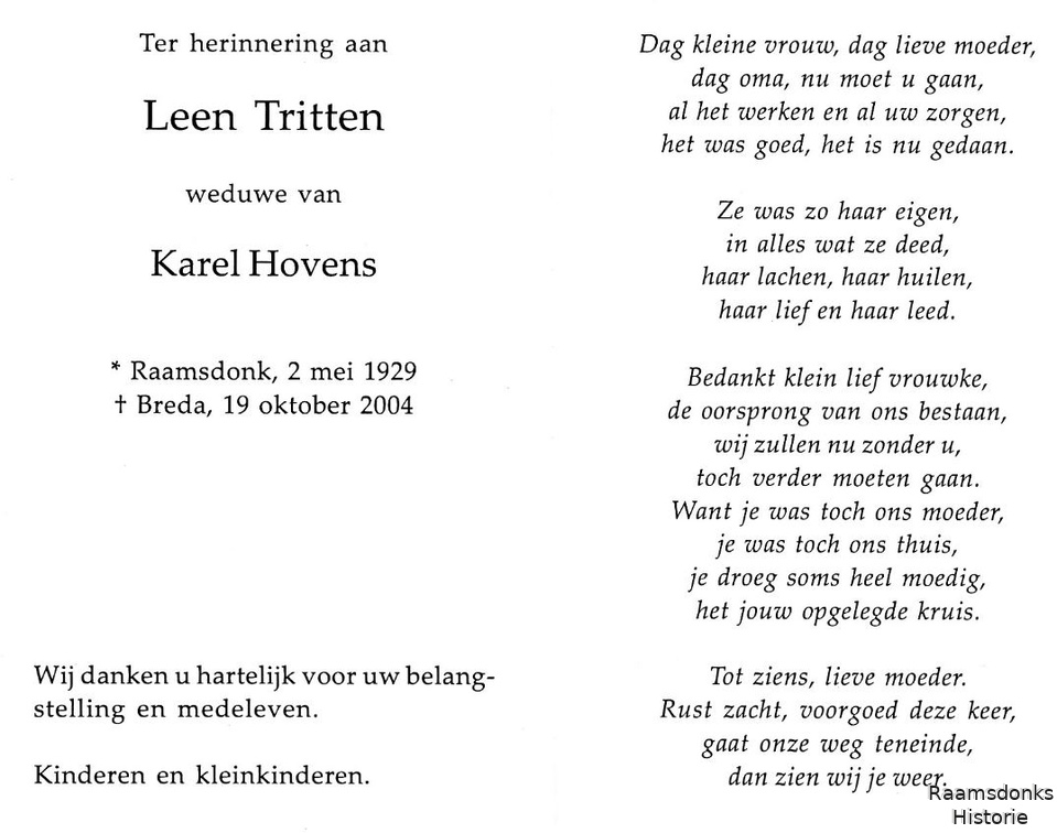 tritten.leen. 1929-2004 hovens.karel. b