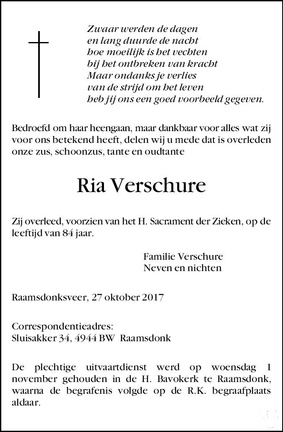verschure.ria. 1933-2017 k