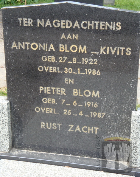 blom.pieter. 1916-1987 kivits.antonia. 1922-1986 g