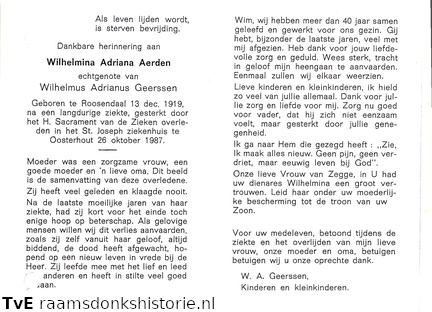 Aerden, Wilhelmina Adriana Wilhelmus Adrianus Geerssen