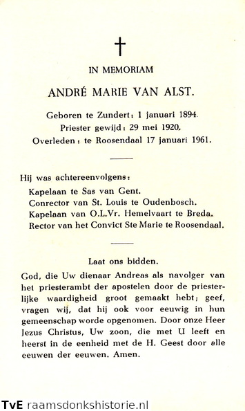 Alst van, André Marie priester