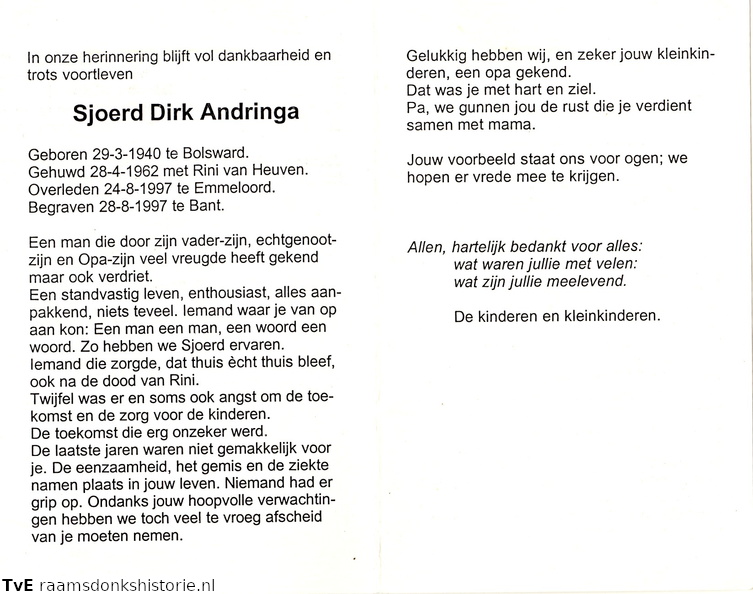 Andringa, Sjoerd Dirk Rini van Heuven