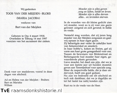Bloks, Maria Jacoba  Bart van der Meijden