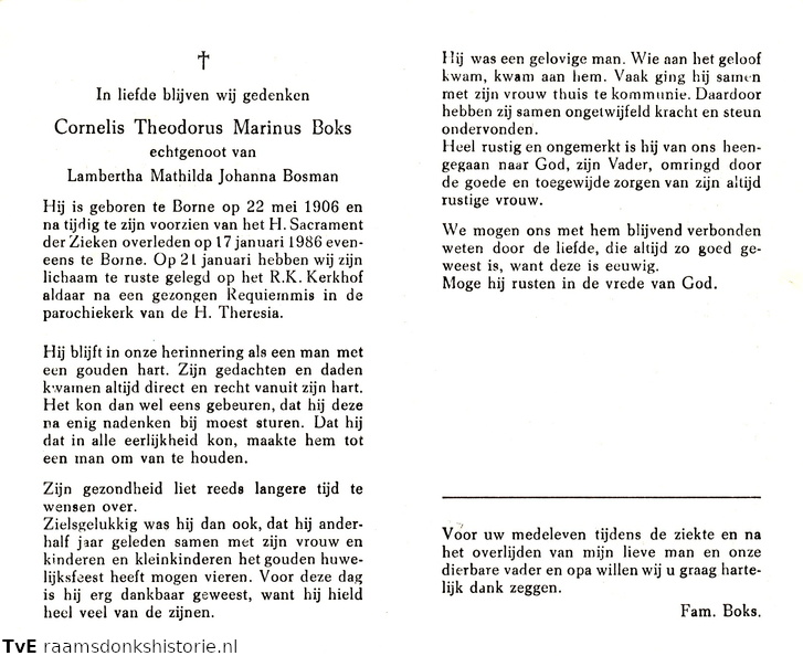 Boks, Cornelis Theodorus Marinus Lambertha Machilda Johanna Bosman