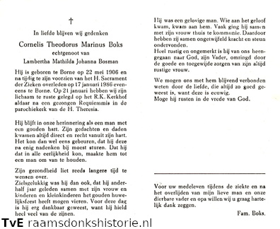 Boks, Cornelis Theodorus Marinus Lambertha Machilda Johanna Bosman