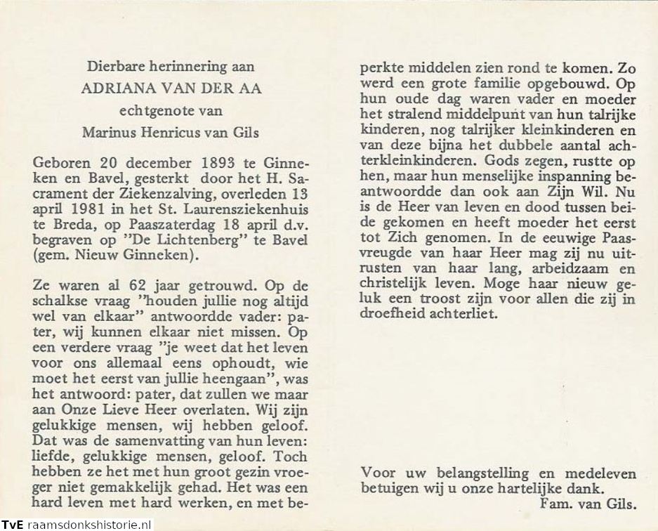 Adriana van der Aa Marinus Henricus van Gils
