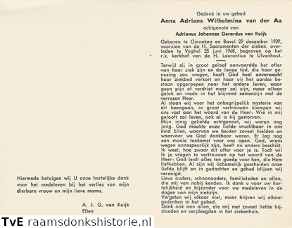 Anna Adriana Wilhelmina van der Aa- Adrianus Johannes Gerardus van Kuijk