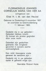 Florimondus Joannes Cornelius Maria van der Aa- Elisae H.I.M. van den Heuvel