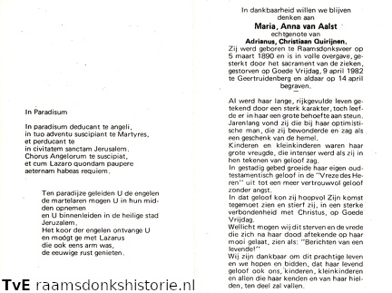 Maria Anna van Aalst Adrianus Christiaan Quirijnen
