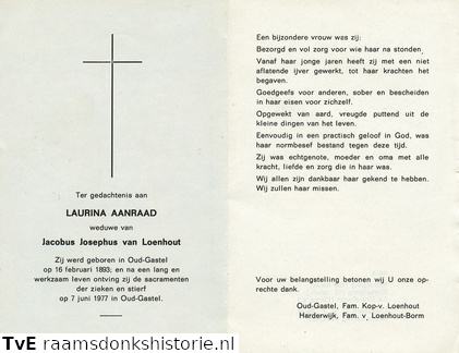 Laurina Aanraad- Jacobus Josephus van Loenhout