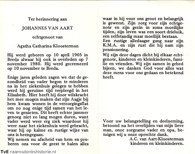 Johannes van Aart- Agatha Catharina Kloosterman