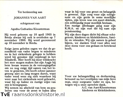 Johannes van Aart- Agatha Catharina Kloosterman